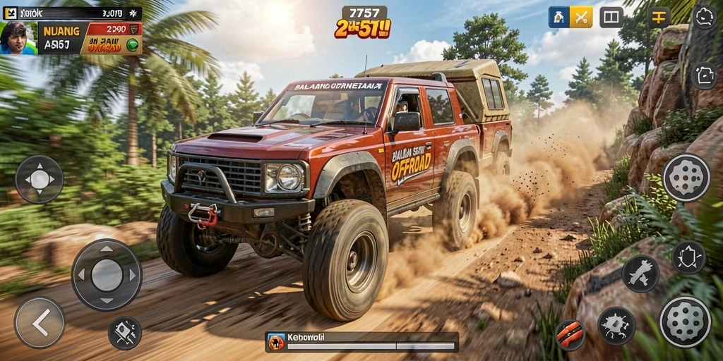 Gameplay seru di jalur offroad dalam 2757.