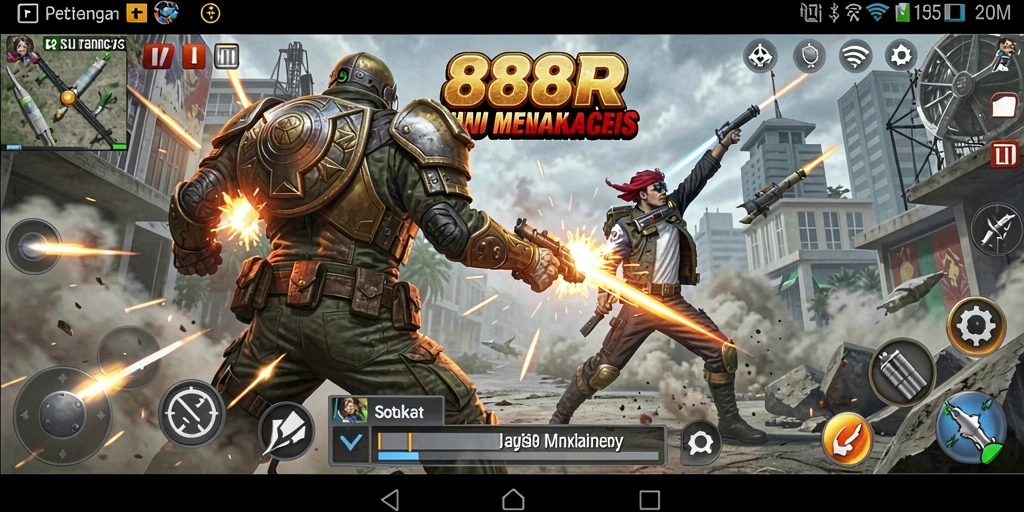 Screenshot utama menampilkan aksi mendebarkan dalam game 888R.