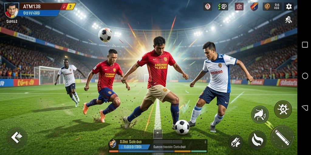 Tampilan gameplay menarik dan aksi sepak bola yang mendebarkan.