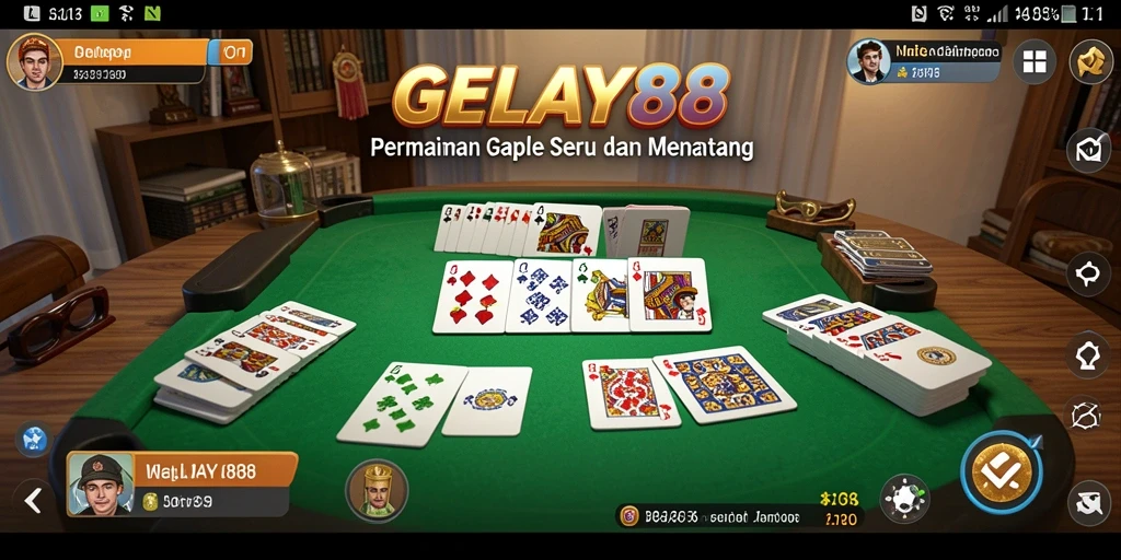 Screenshot permainan GELAY88 menampilkan layaknya suasana kompetisi Gaple.