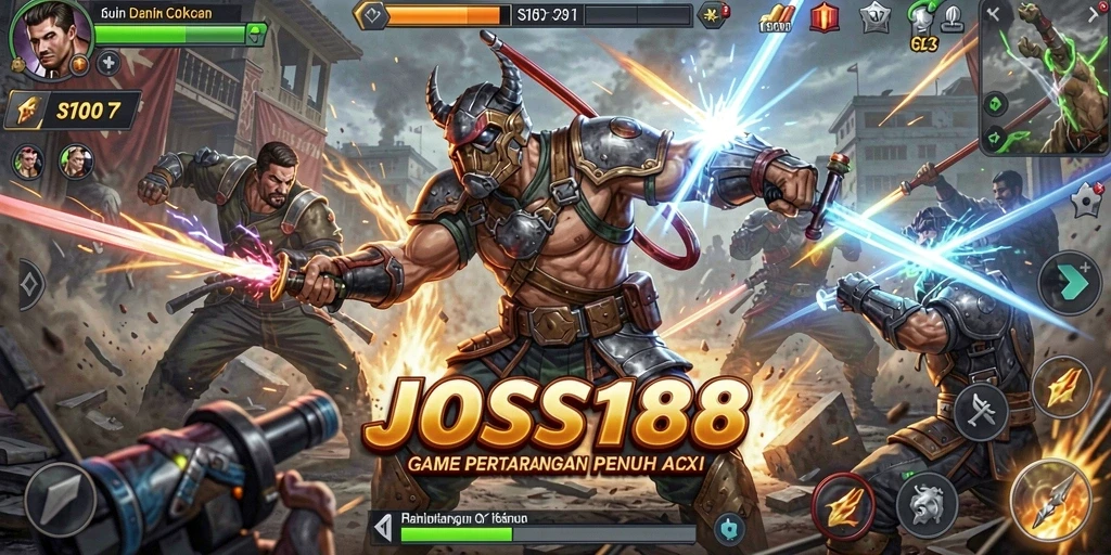 Tangkapan layar gameplay dari JOSS188 menunjukkan pertarungan menegangkan.