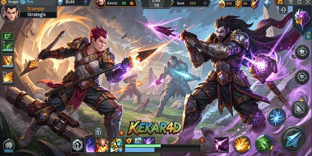 Tampilan gameplay mendebarkan di KEKAR4D dengan karakter yang bertempur.