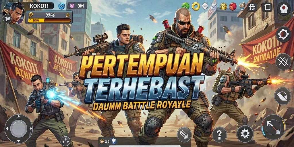 Tampilan aksi seru dalam permainan KOKO11 Battle Royale.