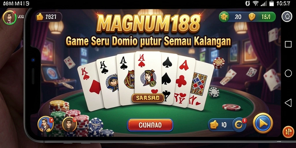 Screenshot gameplay MAGNUM188 yang menampilkan keseruan bermain domino.