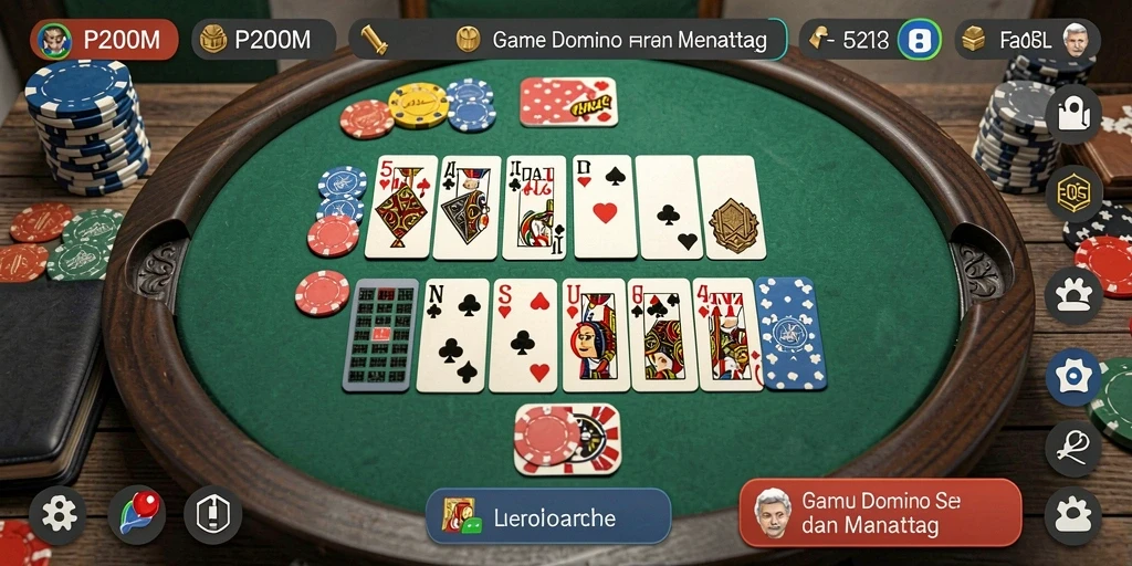 Screenshot utama P200M menampilkan pemain yang sedang asyik bermain domino.