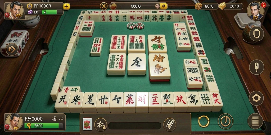 Tampilan screenshot gameplay PP7 menampilkan aksi mencocokkan ubin Mahjong.