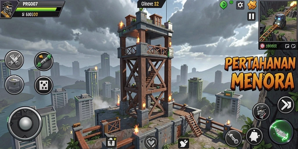 Tampilan gameplay PRG007 menunjukkan aksi Tower Defense yang mendebarkan.