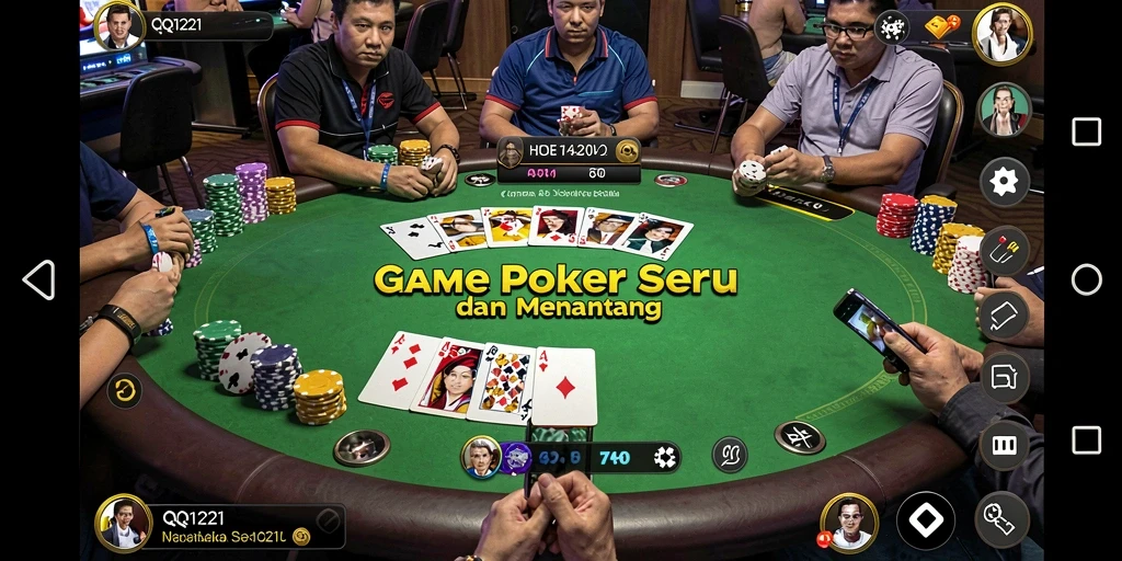 Screenshot permainan QQ1221 menunjukkan antarmuka Poker yang menarik dan interaktif.