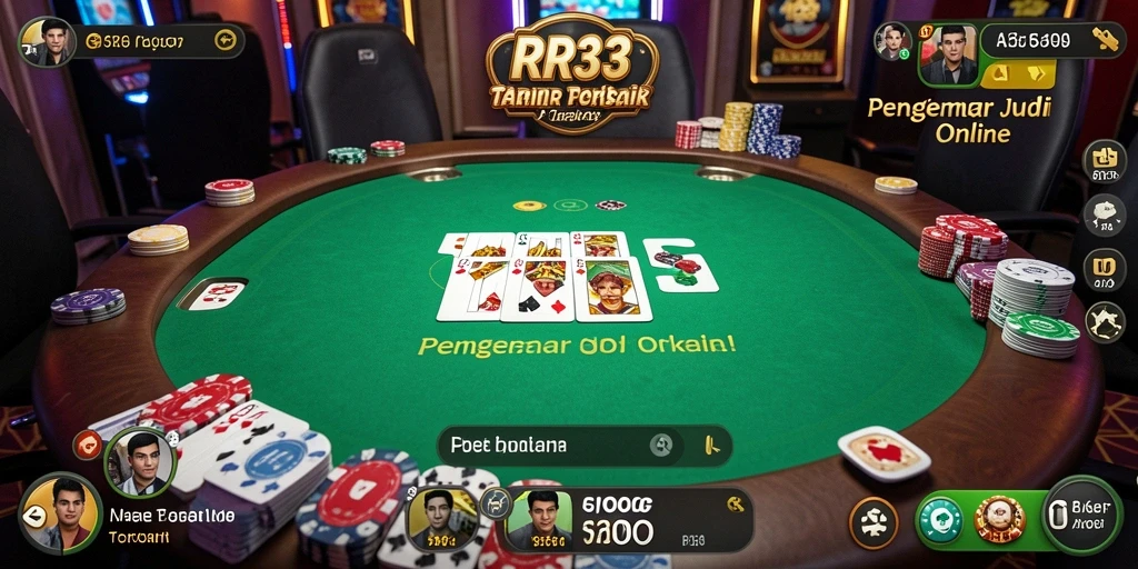 Tampilan gameplay poker yang mendebarkan dan interaktif.